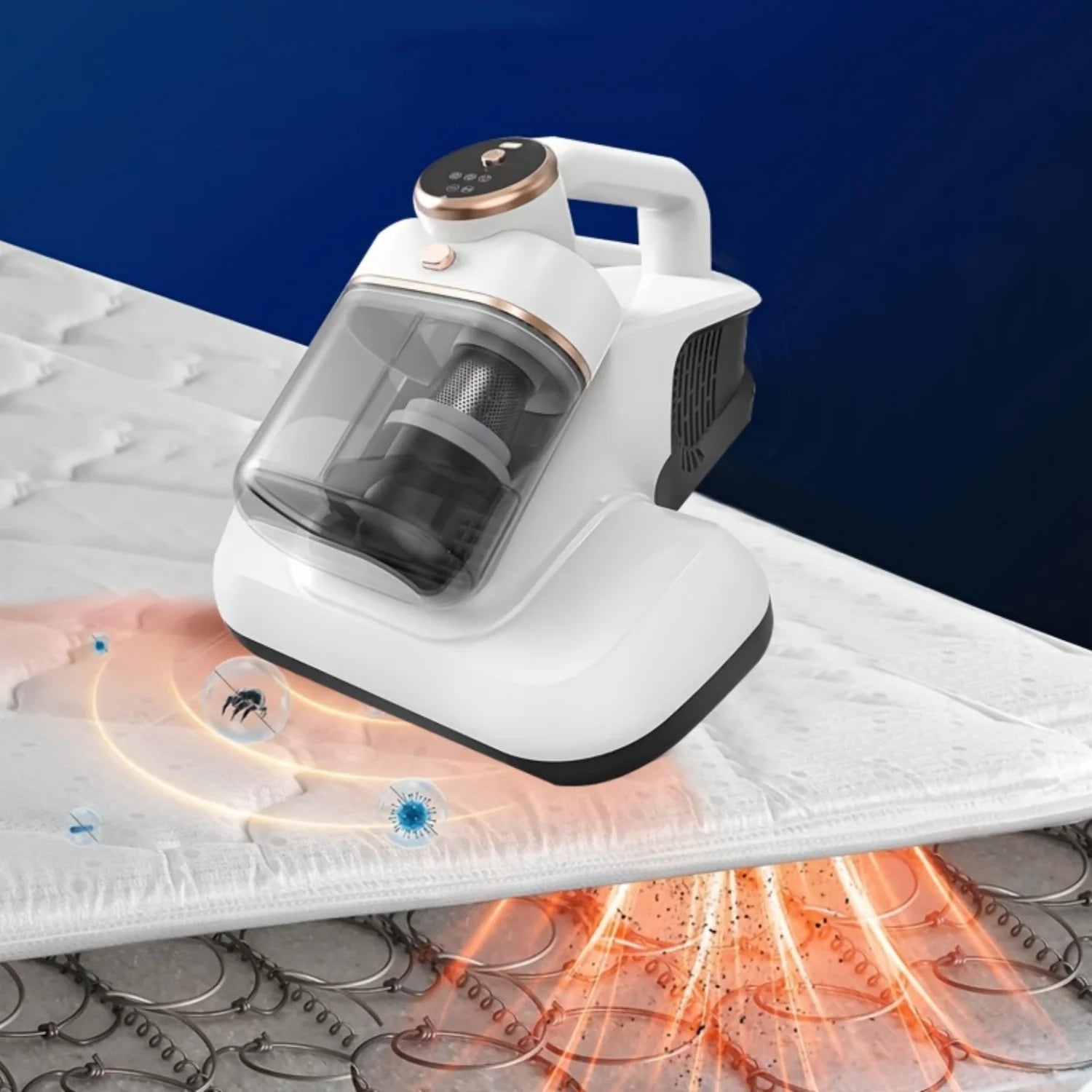 Cordless Mattress Bed Vacuum Cleaner with Suction UV-C Light and  HEPA Filter for Cleaning Pillows Sofas Carpets Pet Hair