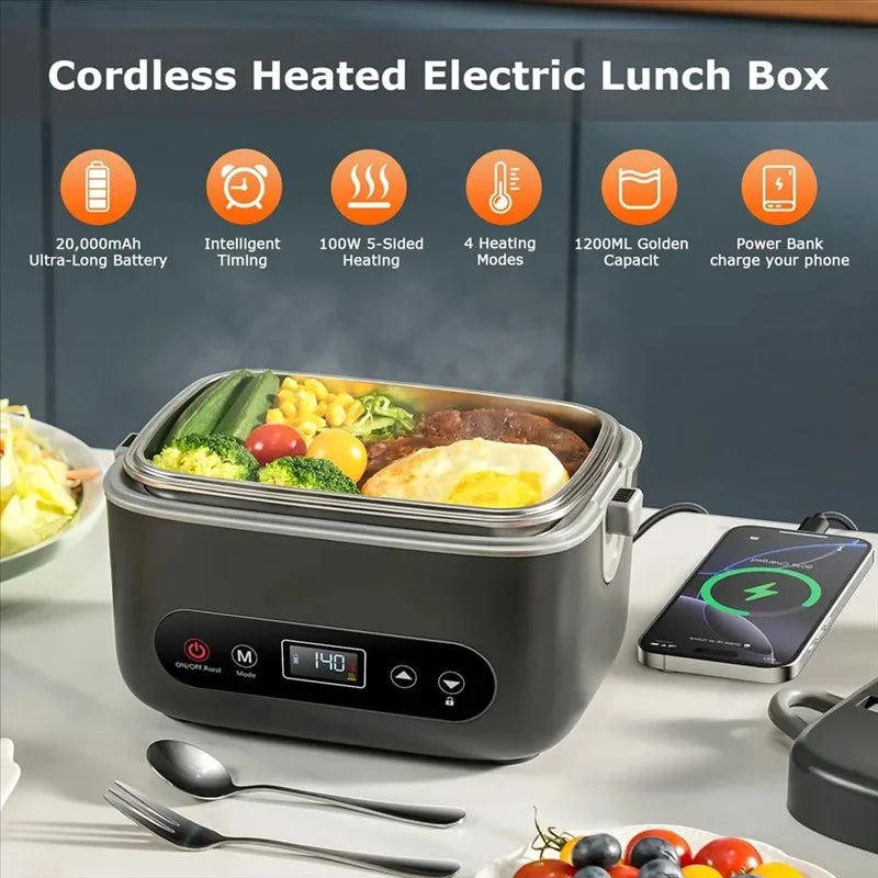 Electric Lunch Box- Food Warmer With 5-Sided Heating