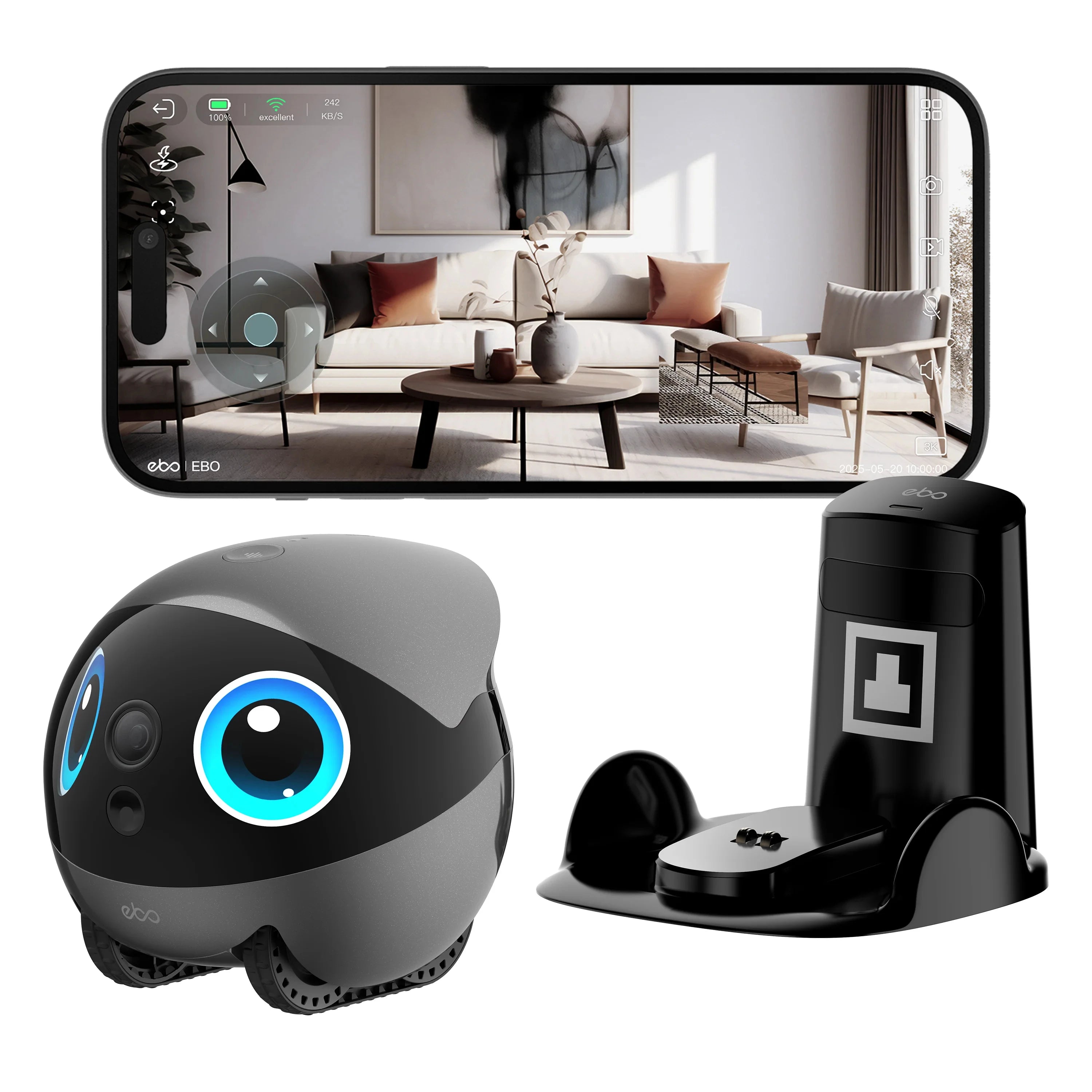 EBO AIR 2 PLUS Intelligent Pet Companion Robot, 3k Camera, Video Call and AI Artificial Intelligence