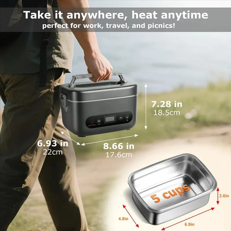 Electric Lunch Box- Food Warmer With 5-Sided Heating